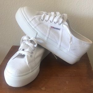White Superga Platform Tennies